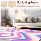 Geometric Pastel Chevron Design Rug