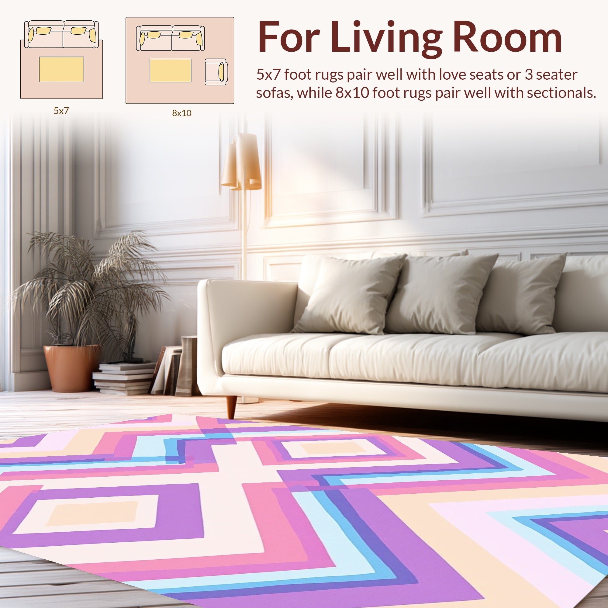 Geometric Pastel Chevron Design Rug