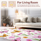 Whimsical Butterflies Flowers Pattern Rug