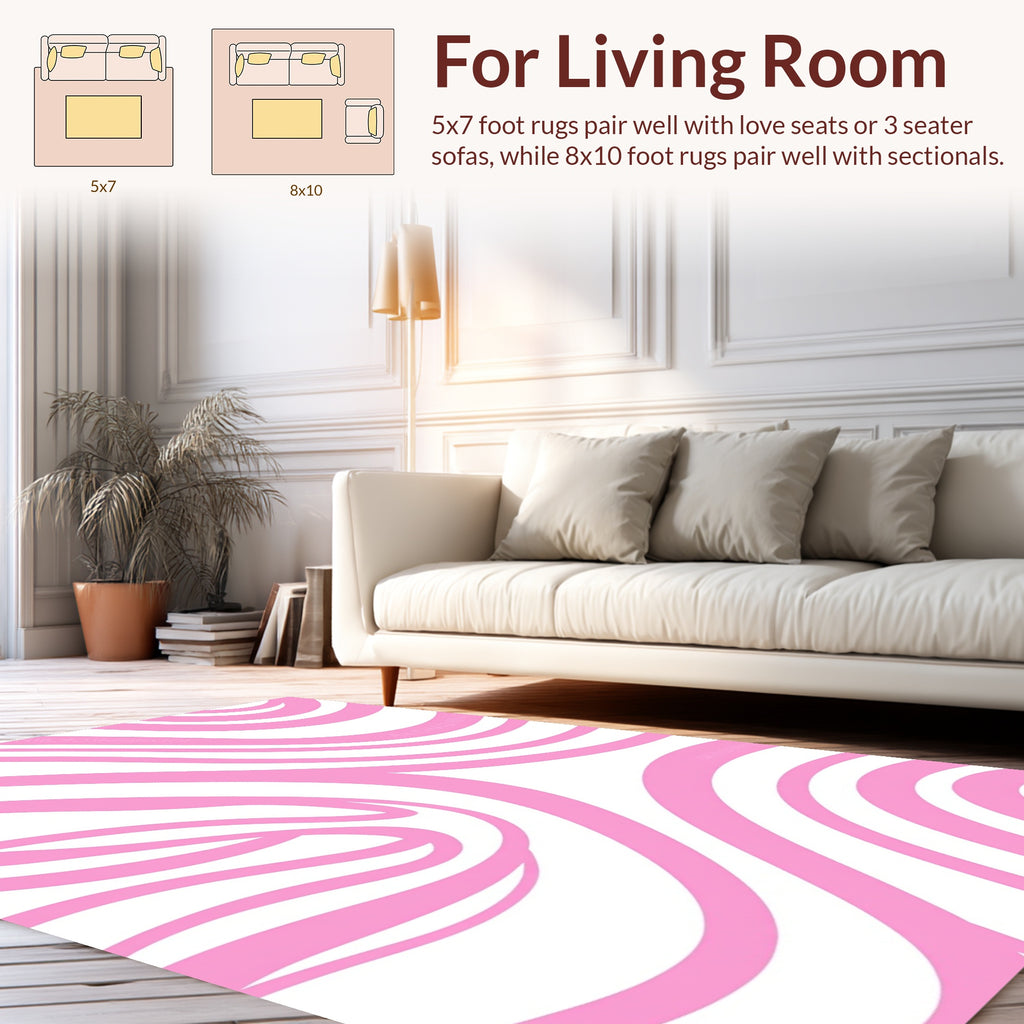 Pink Stripe Abstract Flow Rug