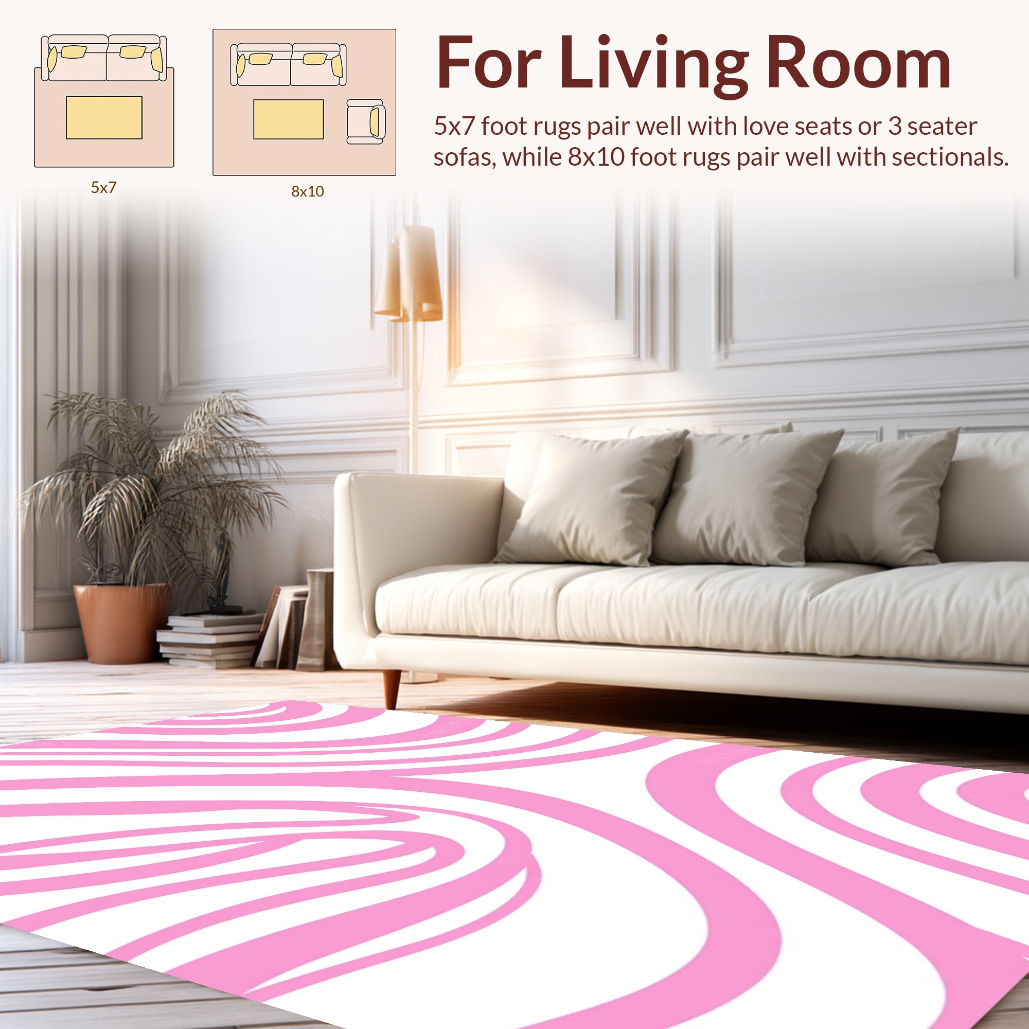 Pink Stripe Abstract Flow Rug