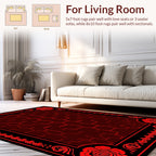 Red Rose Hexagonal Geometric Pattern Rug