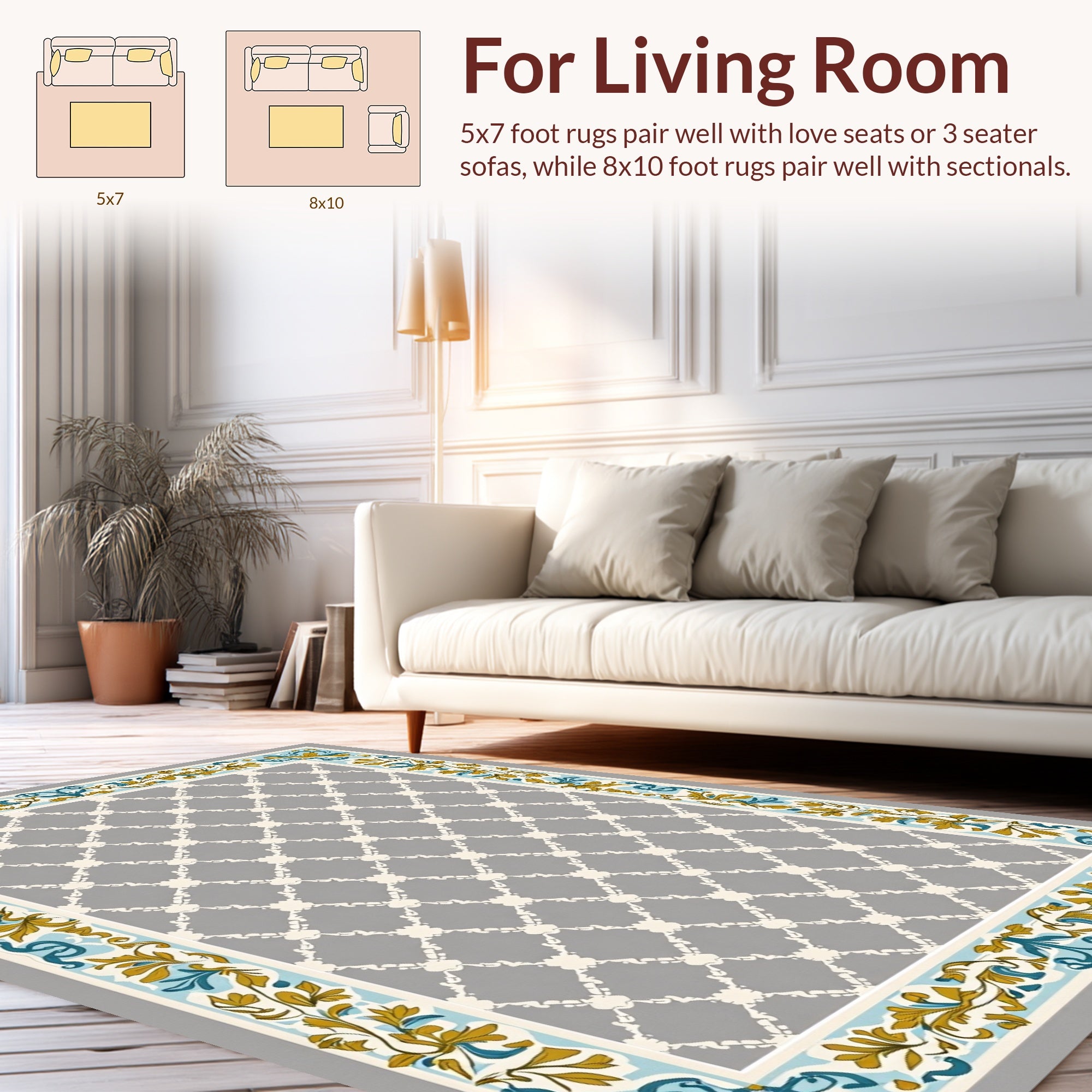 Ornate Floral Lattice Patterned Rug