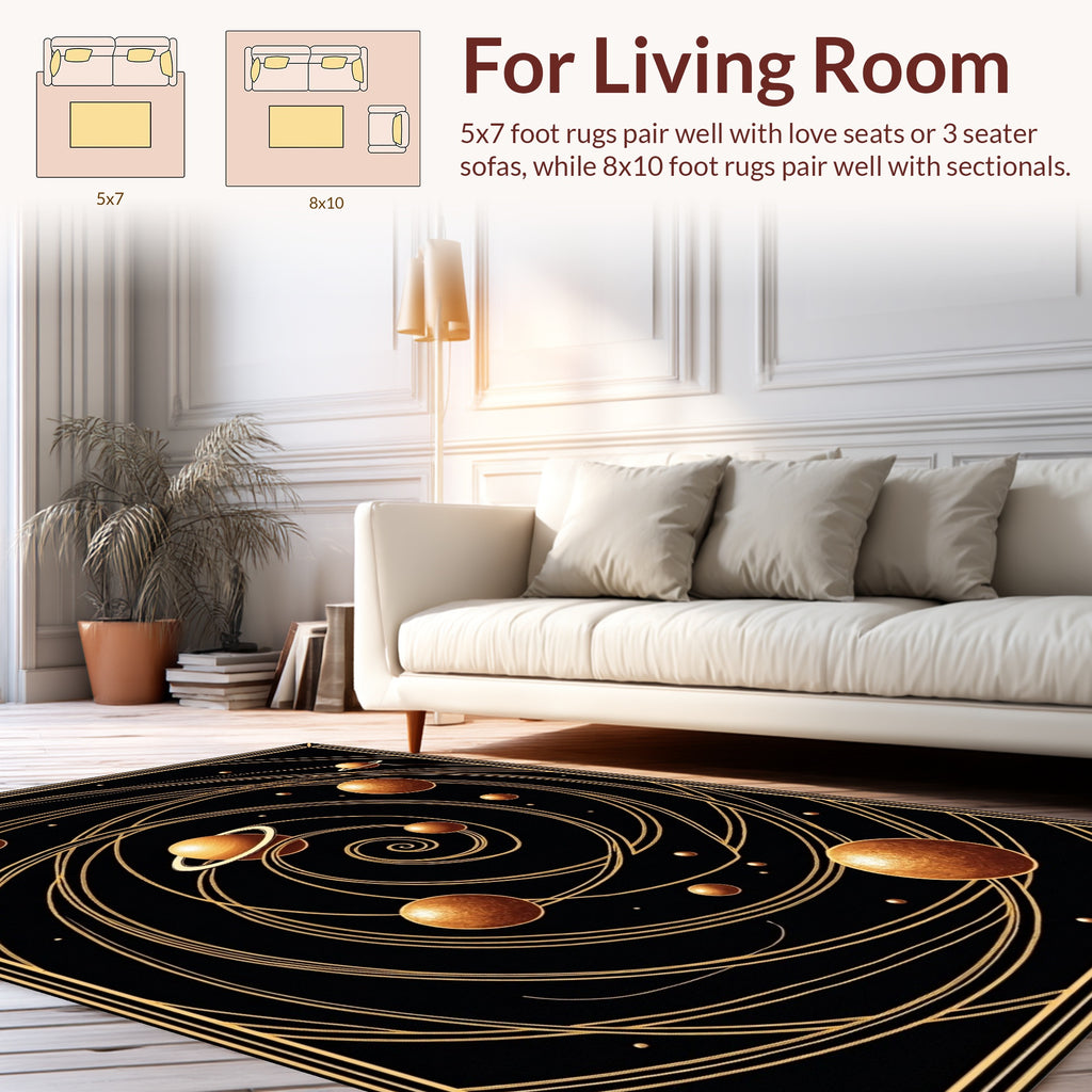 Cosmic Spiral Planet Pattern Design Rug