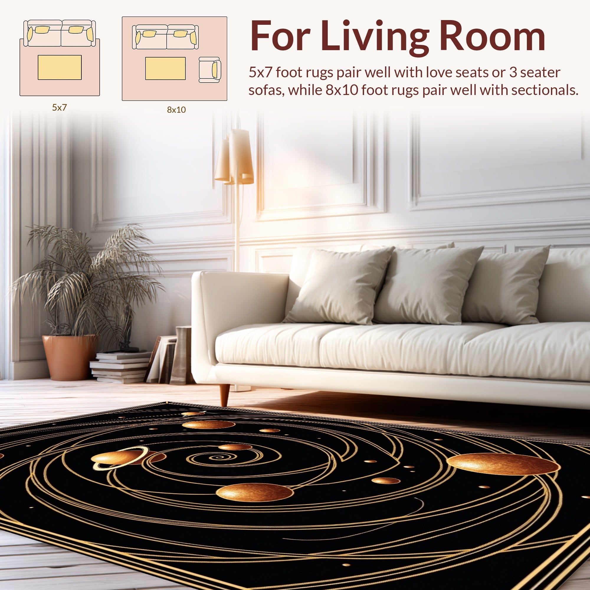 Cosmic Spiral Planet Pattern Design Rug