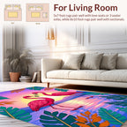 Tropical Flamingo Sunset Paradise Rug