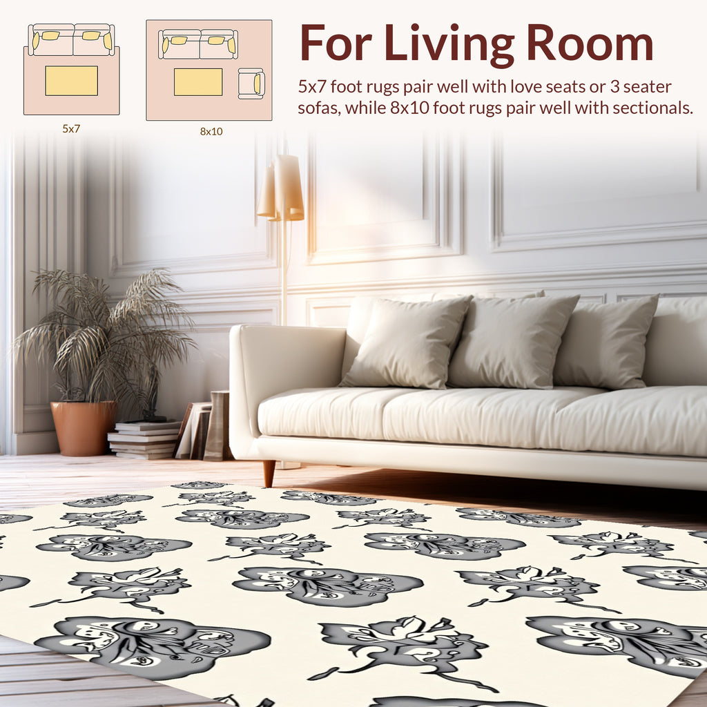 Whimsical Abstract Ink Blot Design Rug