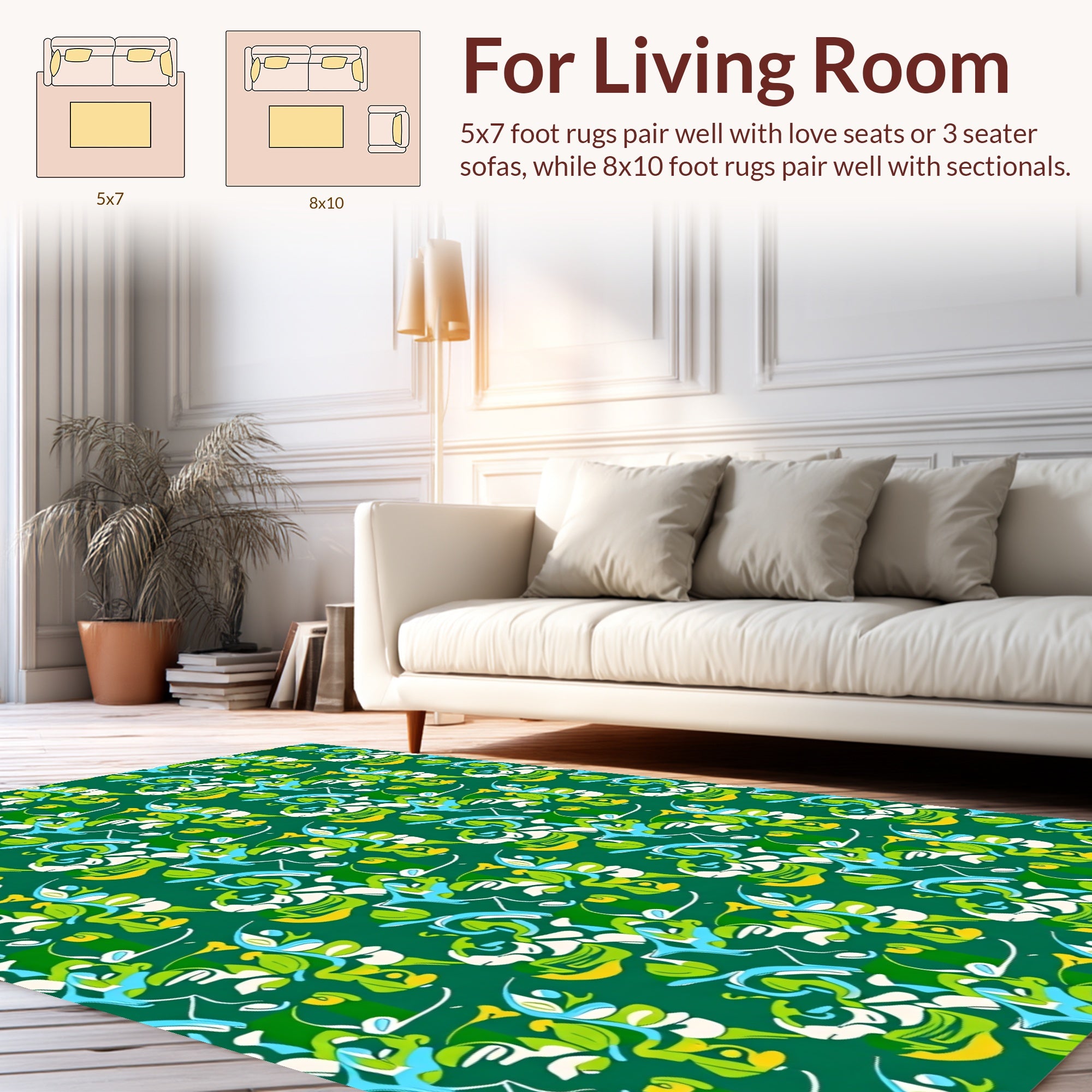 Abstract Swirls Vibrant Green Pattern Rug