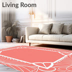 Floral Outline Coral Frame Design Rug