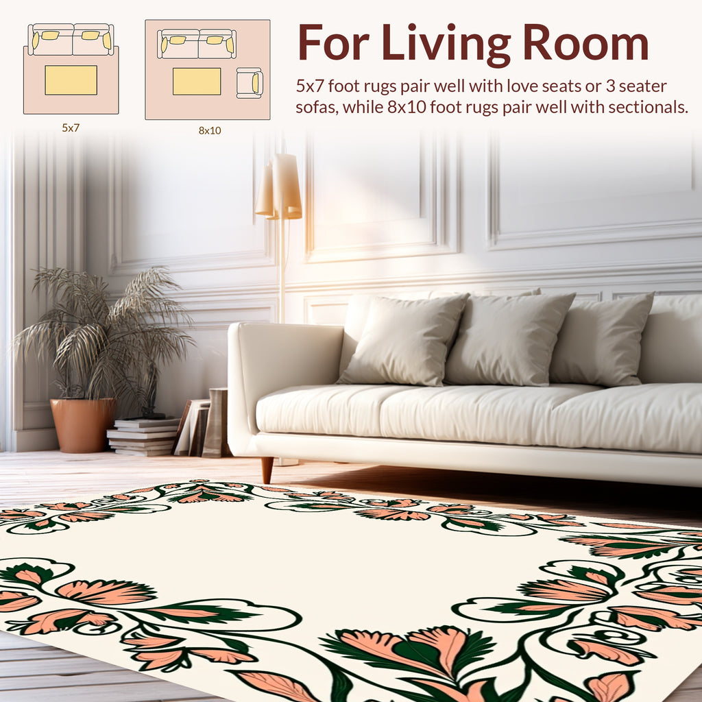 Floral Vine With Pink Petals Rug