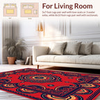 Red Bold Mandala Patterned Rug