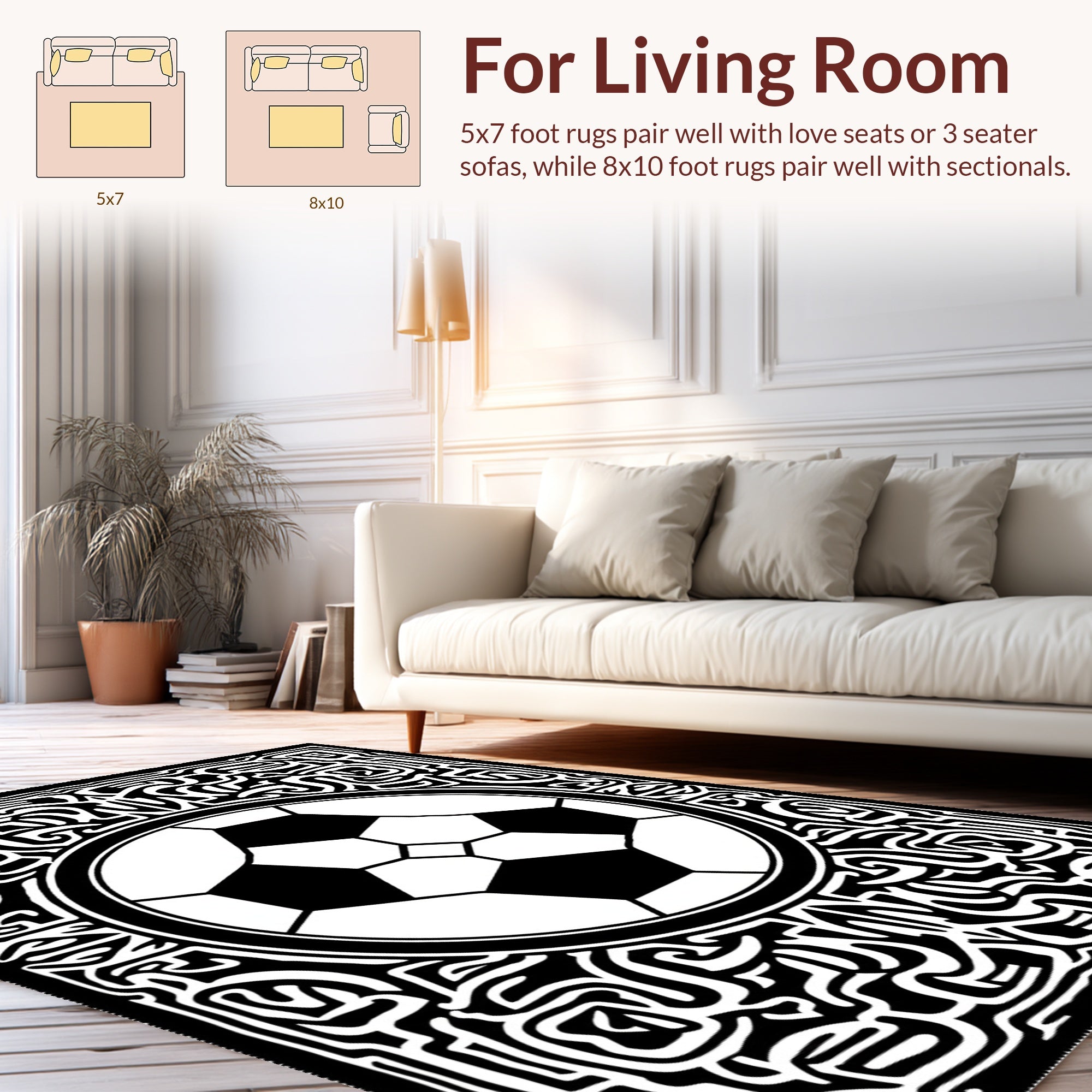 Abstract Football Maze Pattern Rug