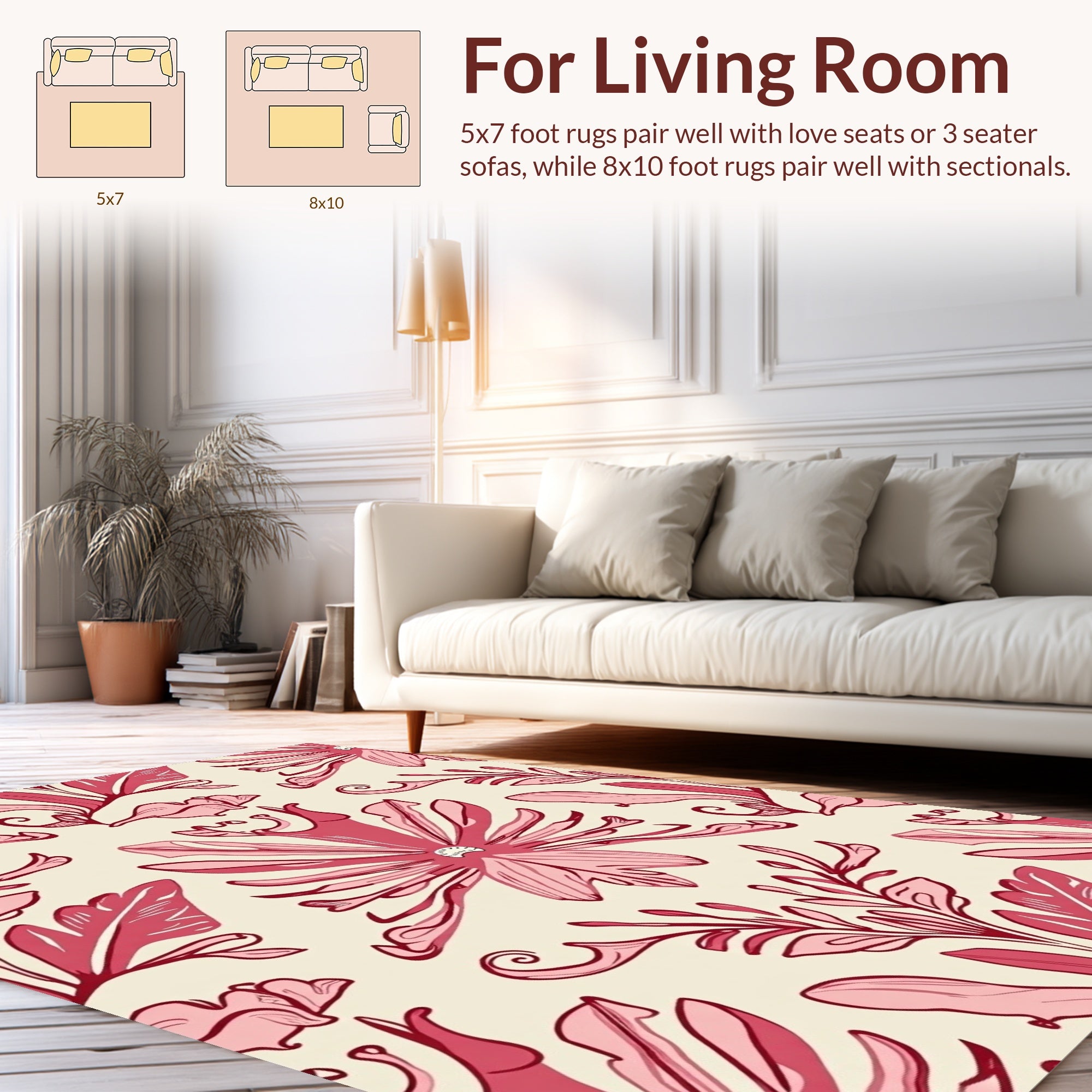 Floral Nouveau Pink Pattern Rug