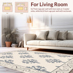 Cream And Grey Floral Damask Pattern Rug