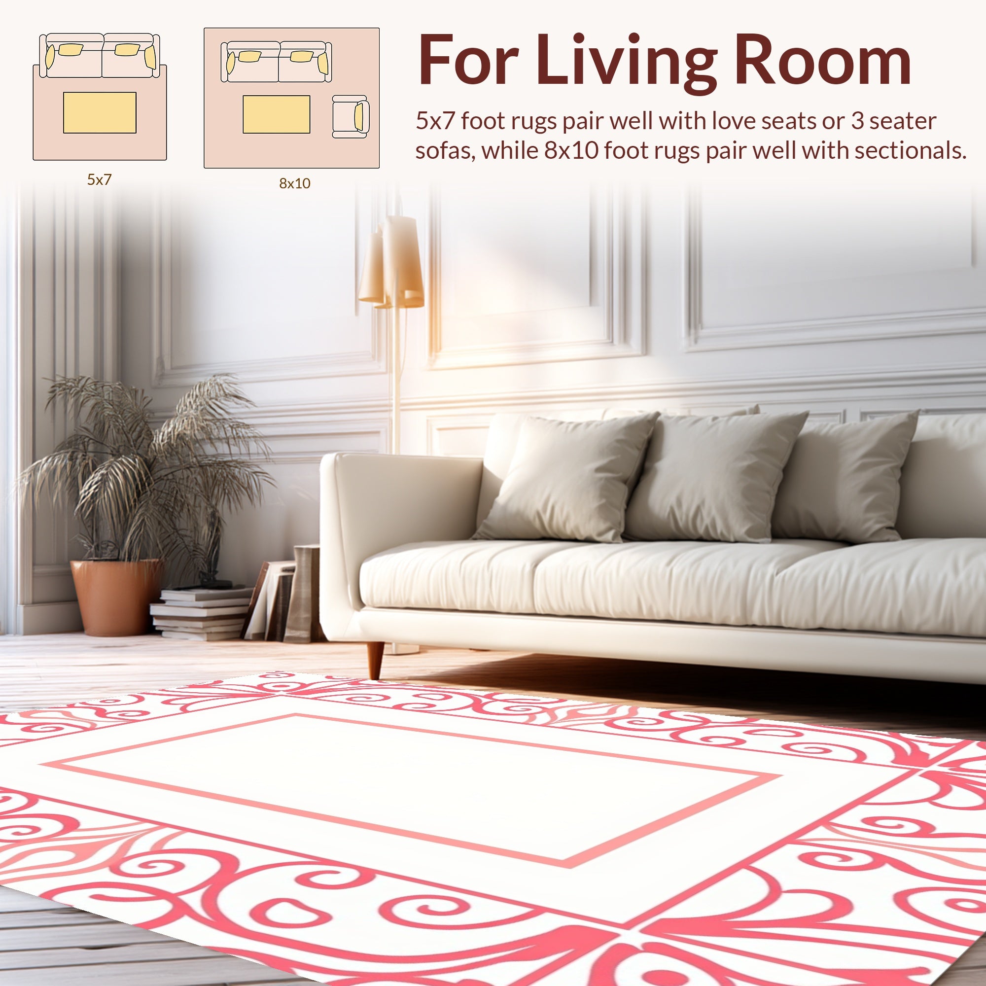 Coral Scroll Flourish Medallion Rug