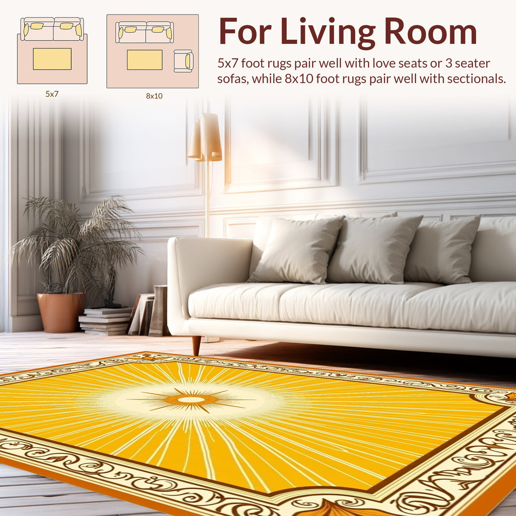 Radiant Sunburst Ornate Border Rug