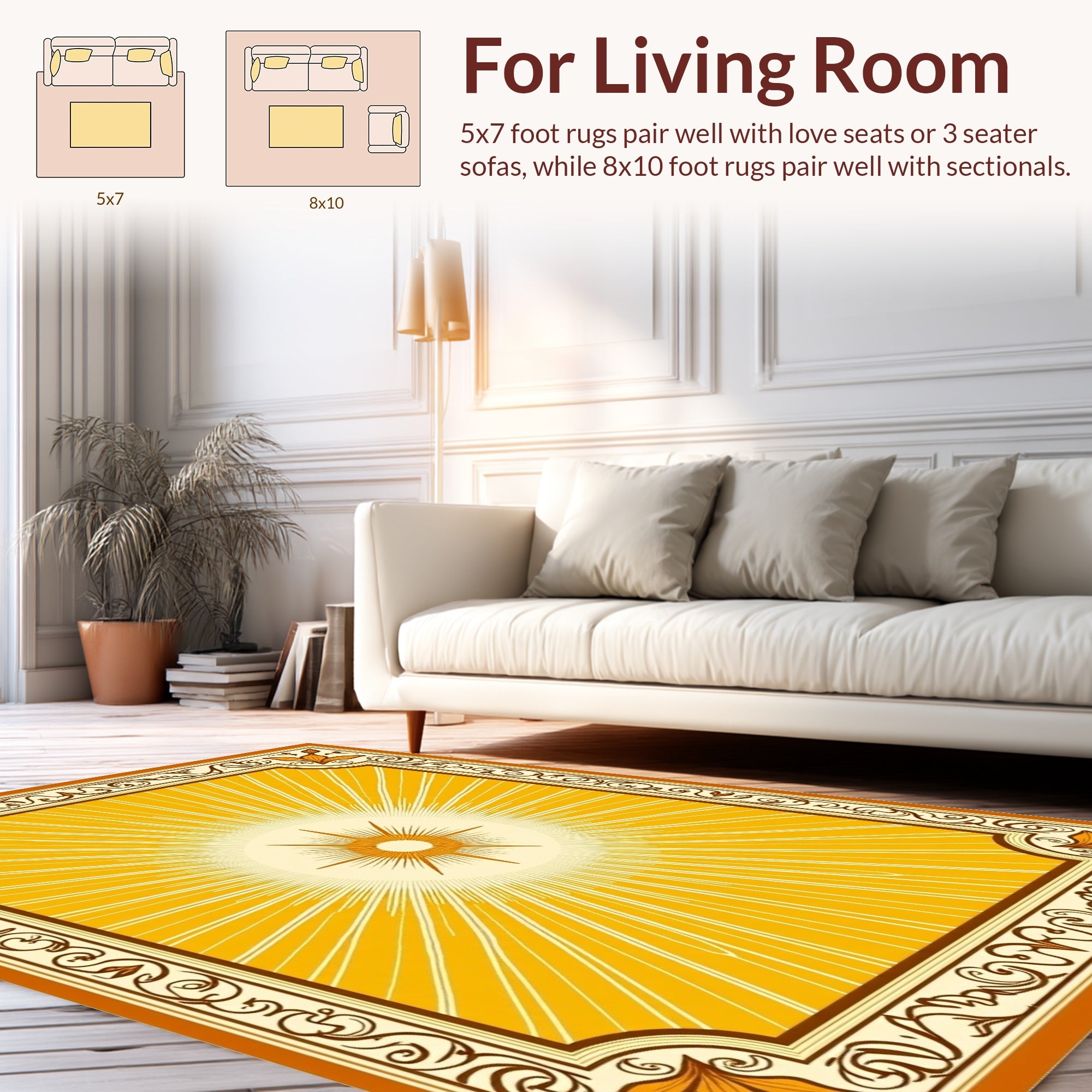 Radiant Sunburst Ornate Border Rug