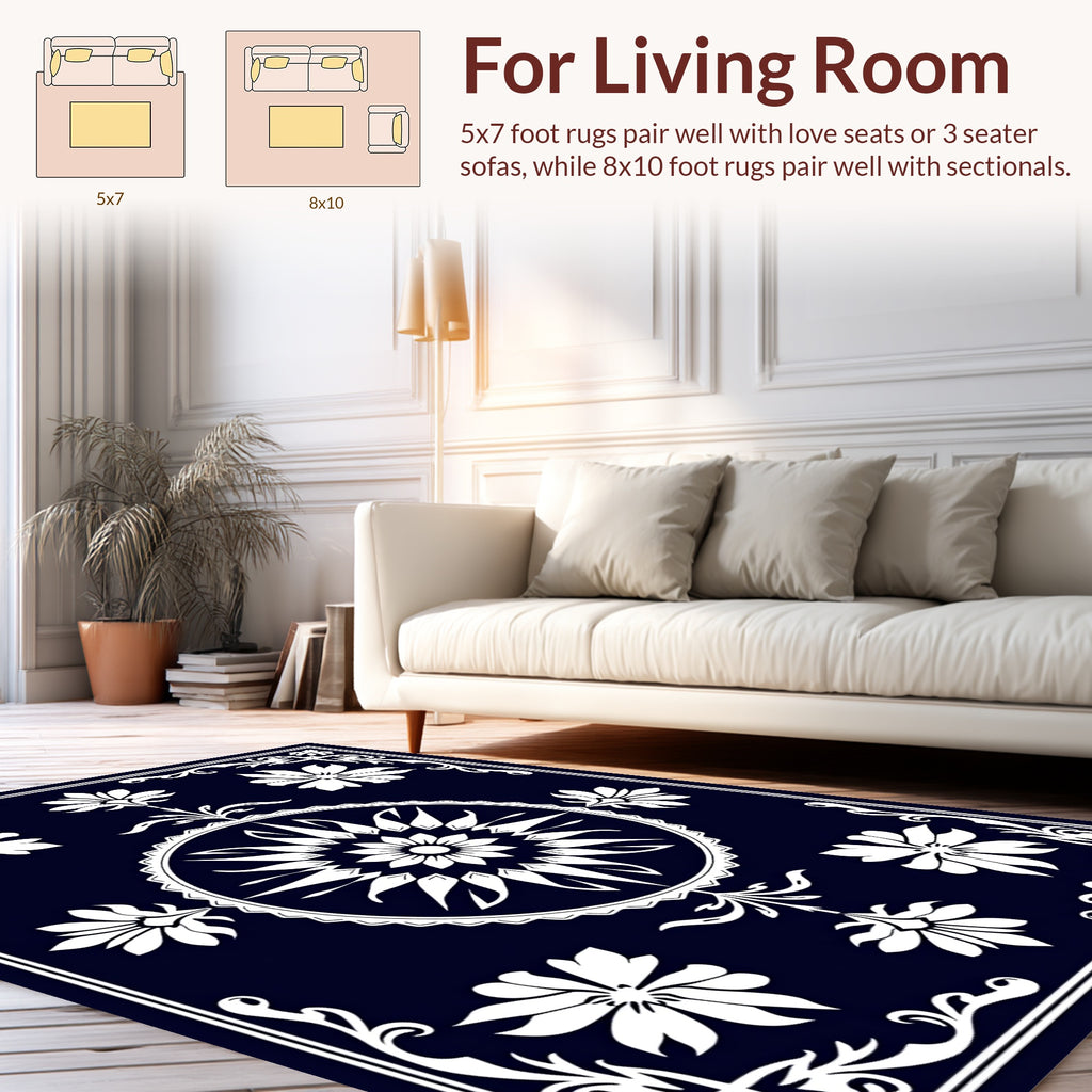 Ornate Floral Bordered Art Rug