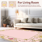 Pink and Yellow Floral Bow Motif Rug