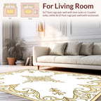 Elegant Golden Floral Scroll Border Rug