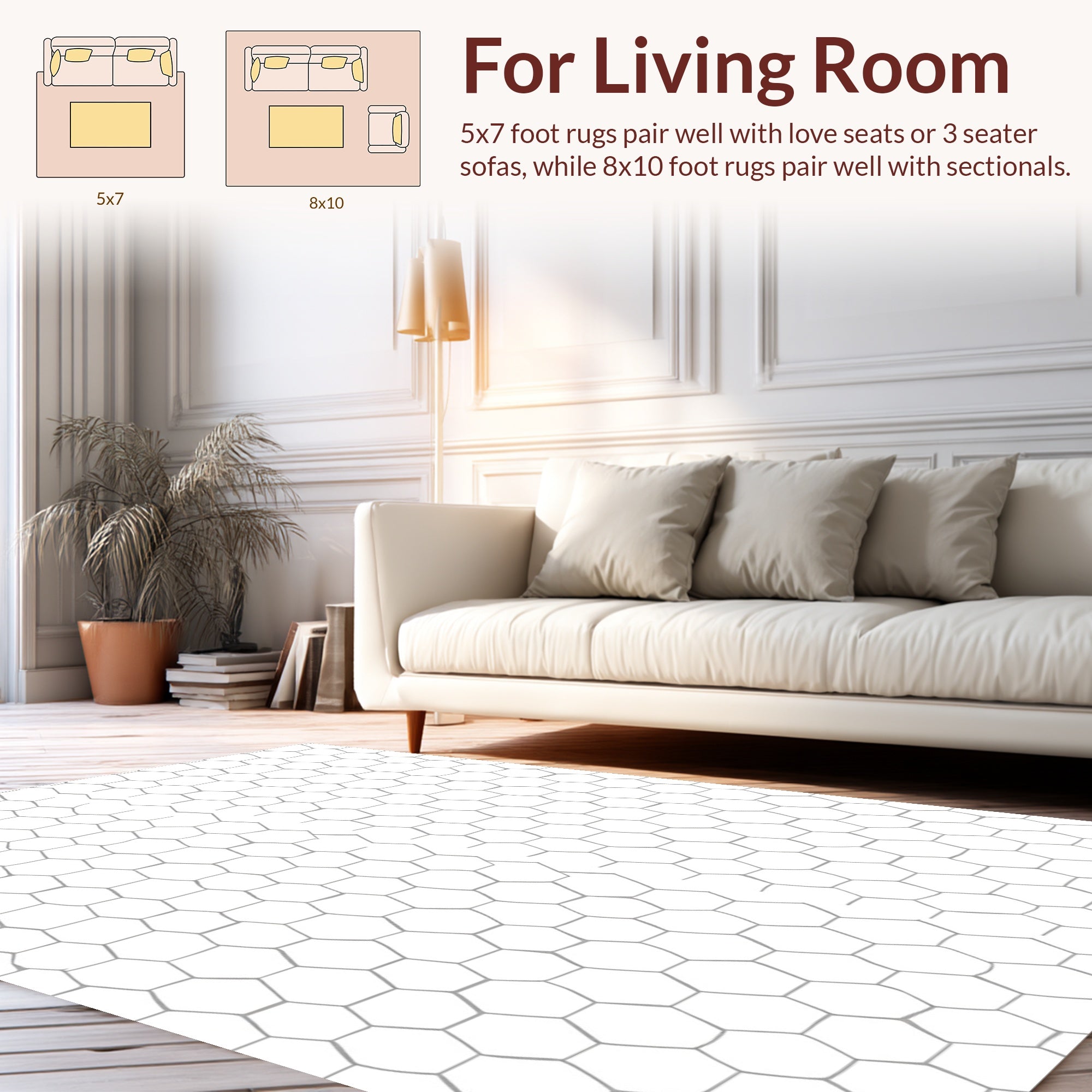 Gray Hexagon Pattern Design Rug