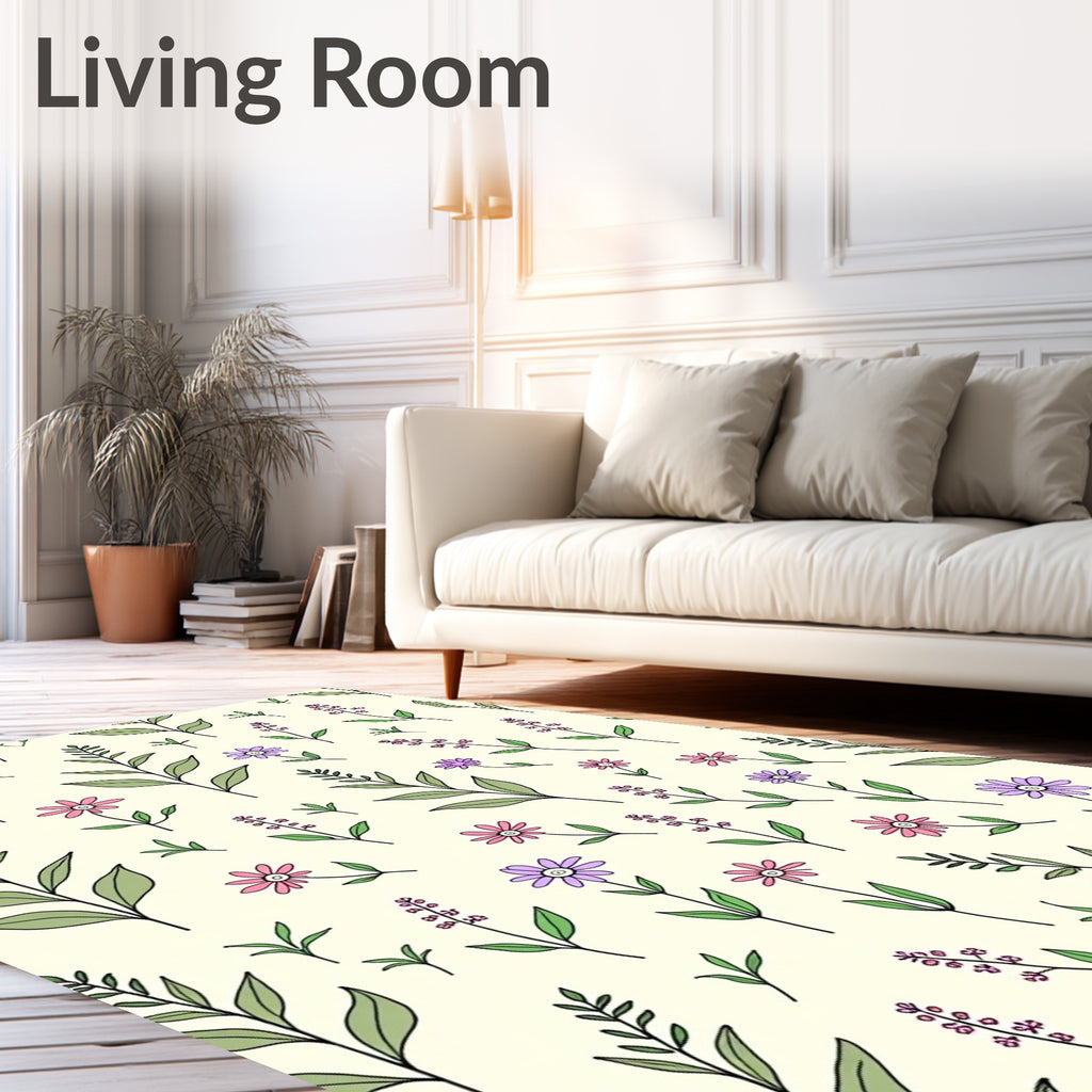 Whimsical Floral Pattern Design Rug