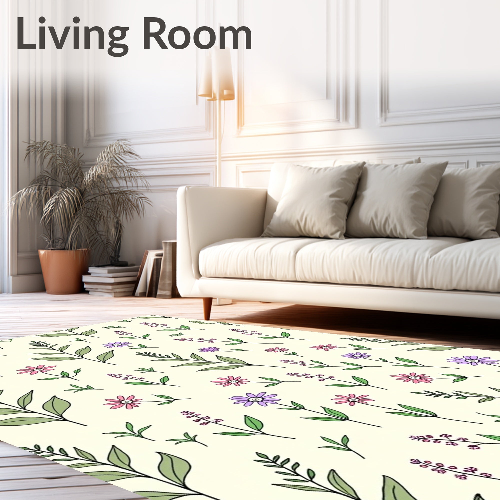 Whimsical Floral Pattern Design Rug