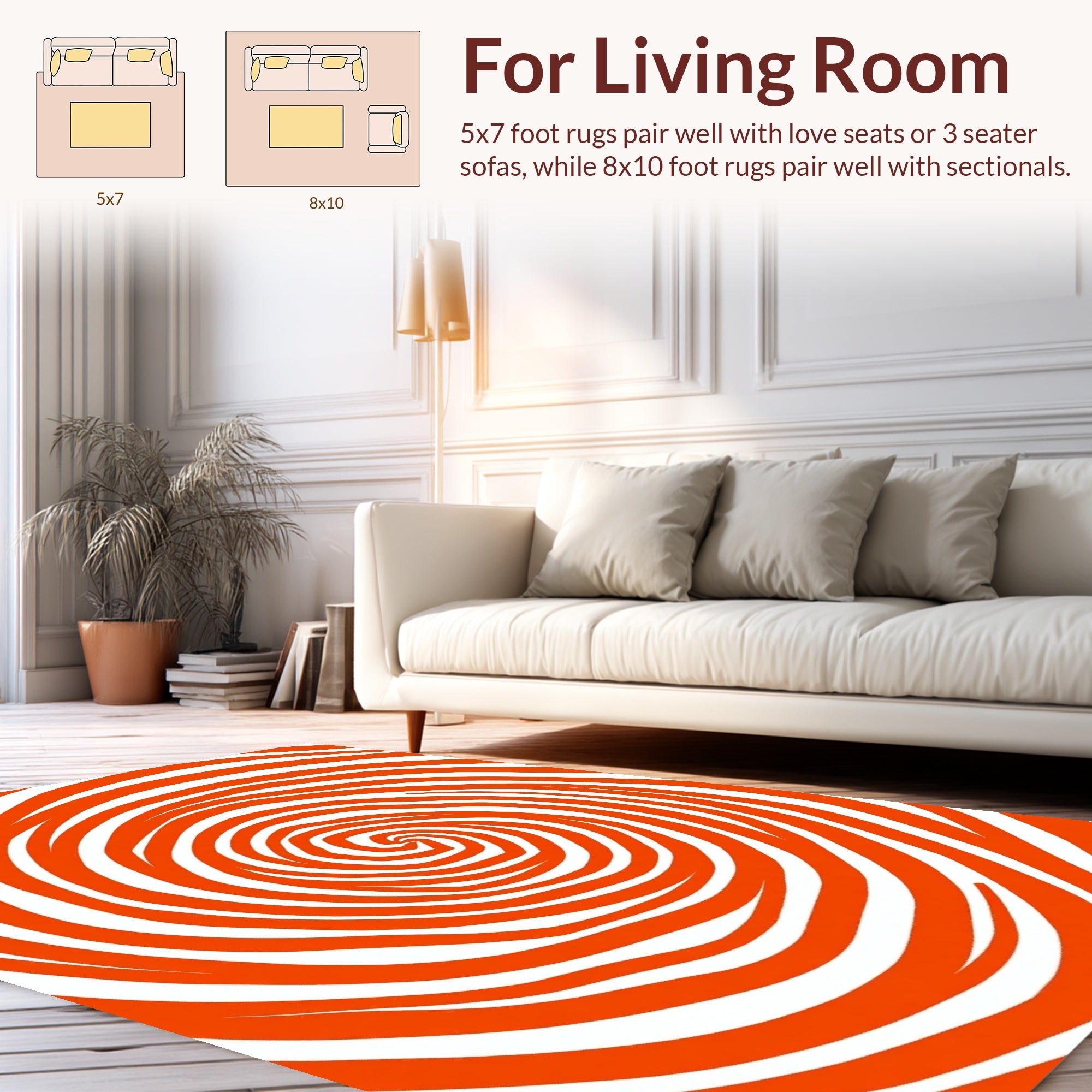 Retro Orange Swirl Pattern Rug
