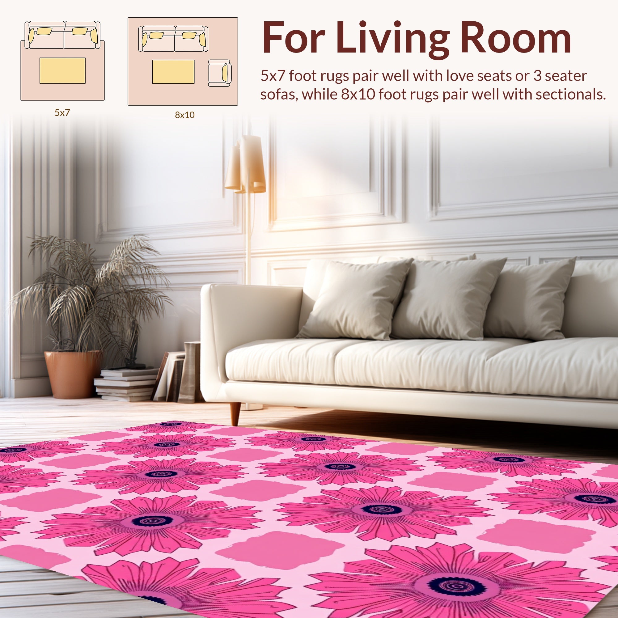 Radiant Pink Floral Pattern Rug