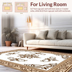 Elegant Brown Floral Scrollwork Border Design Rug