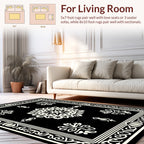 Classic Black White Mandala Pattern Rug