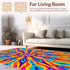 Vibrant Psychedelic Floral Mandala Rug