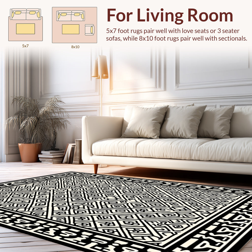 Bold Maze Patterned Accent Rug