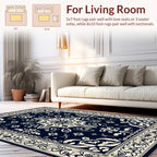 Ornate Floral Border Medallion Pattern Rug