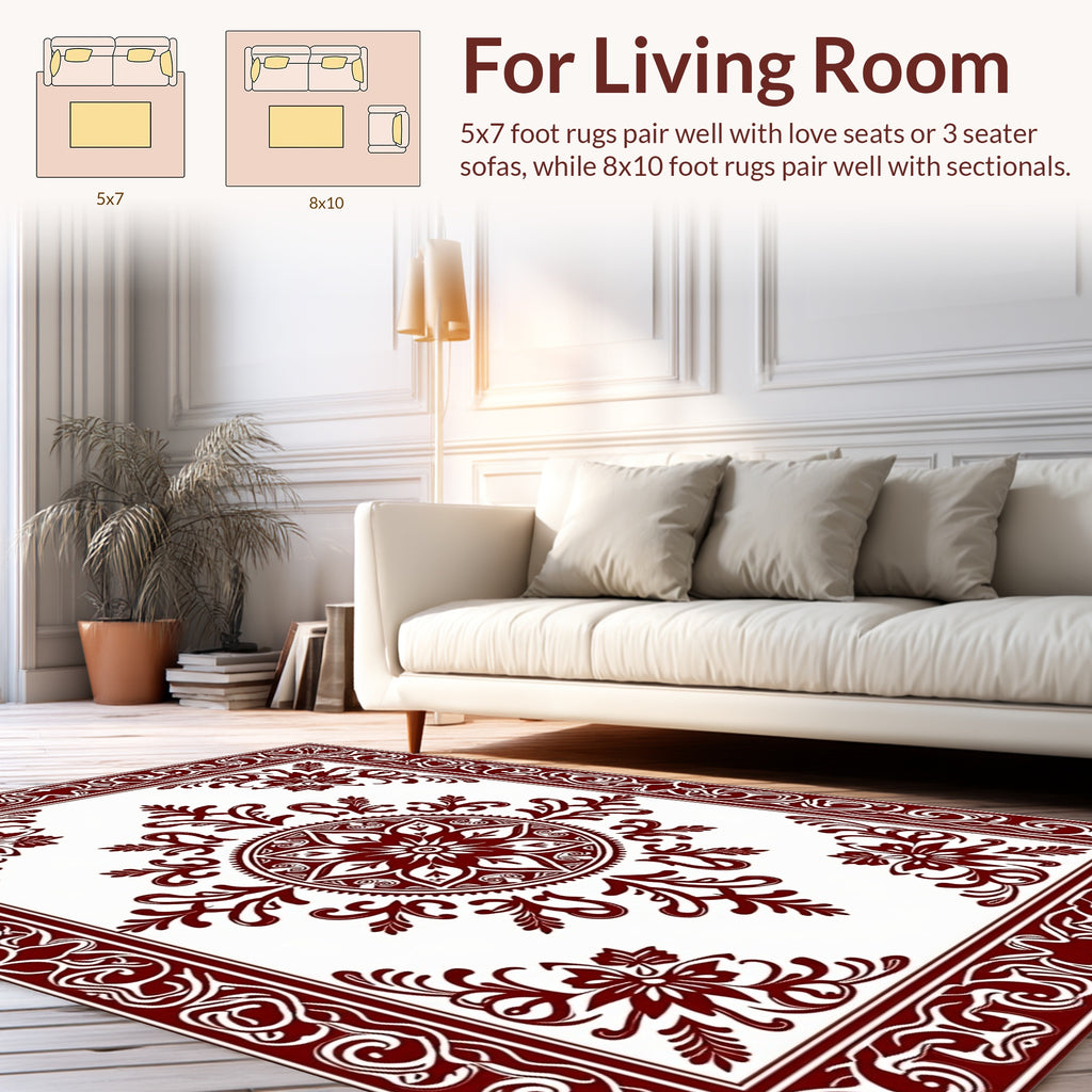 Elegant Floral Medallion Border Rug