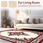 Maroon Floral Medallion Patterned Rug