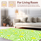 Whimsical Green Yellow Daisy Pattern Rug