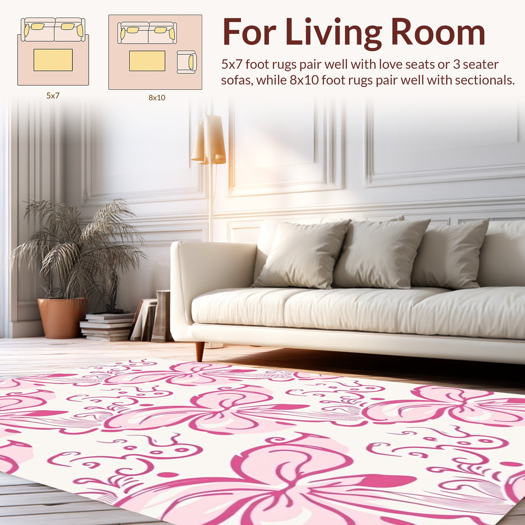 Pink Floral Swirls Design Rug
