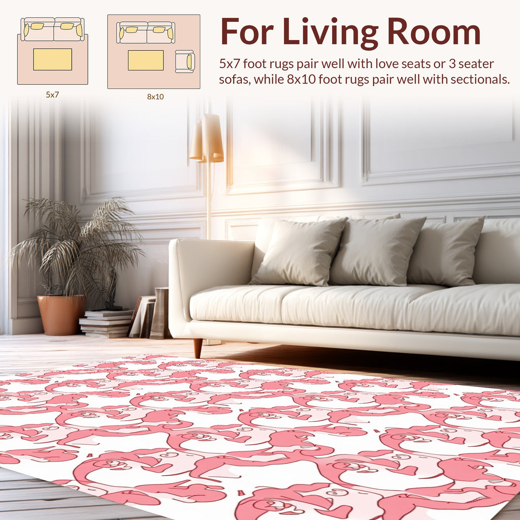 Abstract Pink Faces Pattern Design Rug