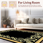 Ornate Floral Scrollwork Gold Accent Rug