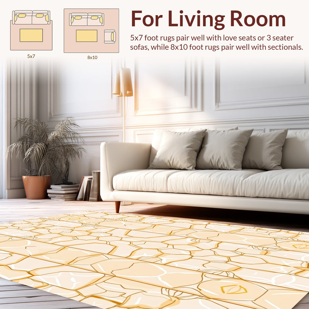 Pale Orange Geometric Honeycomb Pattern Rug