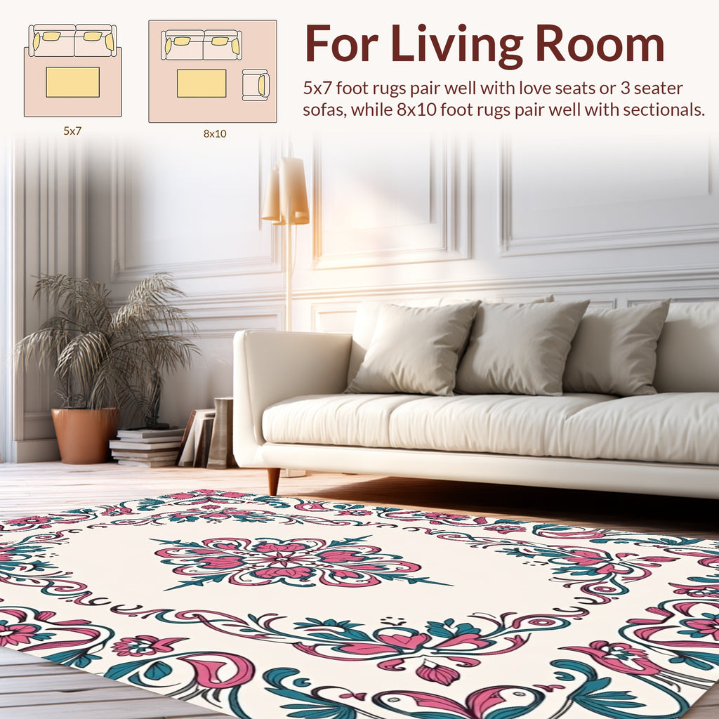 Ornate Floral Vines Pattern Rug