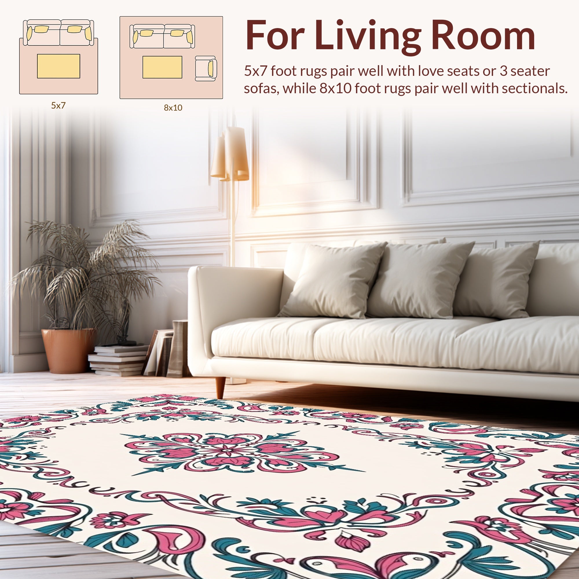 Ornate Floral Vines Pattern Rug