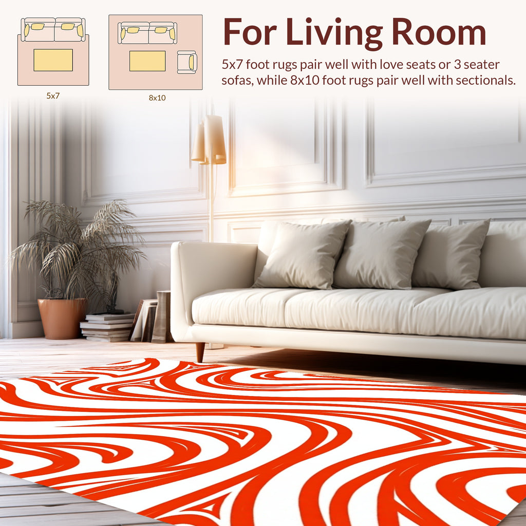 Bold Red Swirl Pattern Design Rug