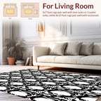 Abstract Black White Organic Pattern Rug