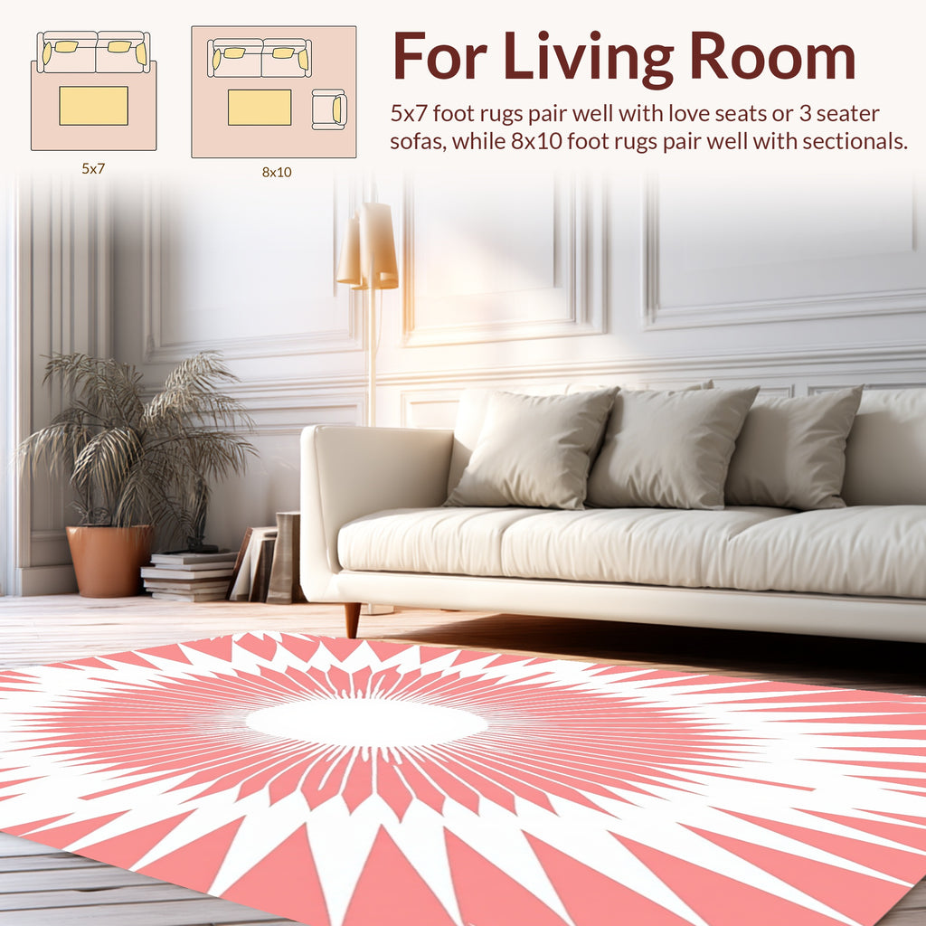 Radiating Sunburst Pattern Scarlet Rug