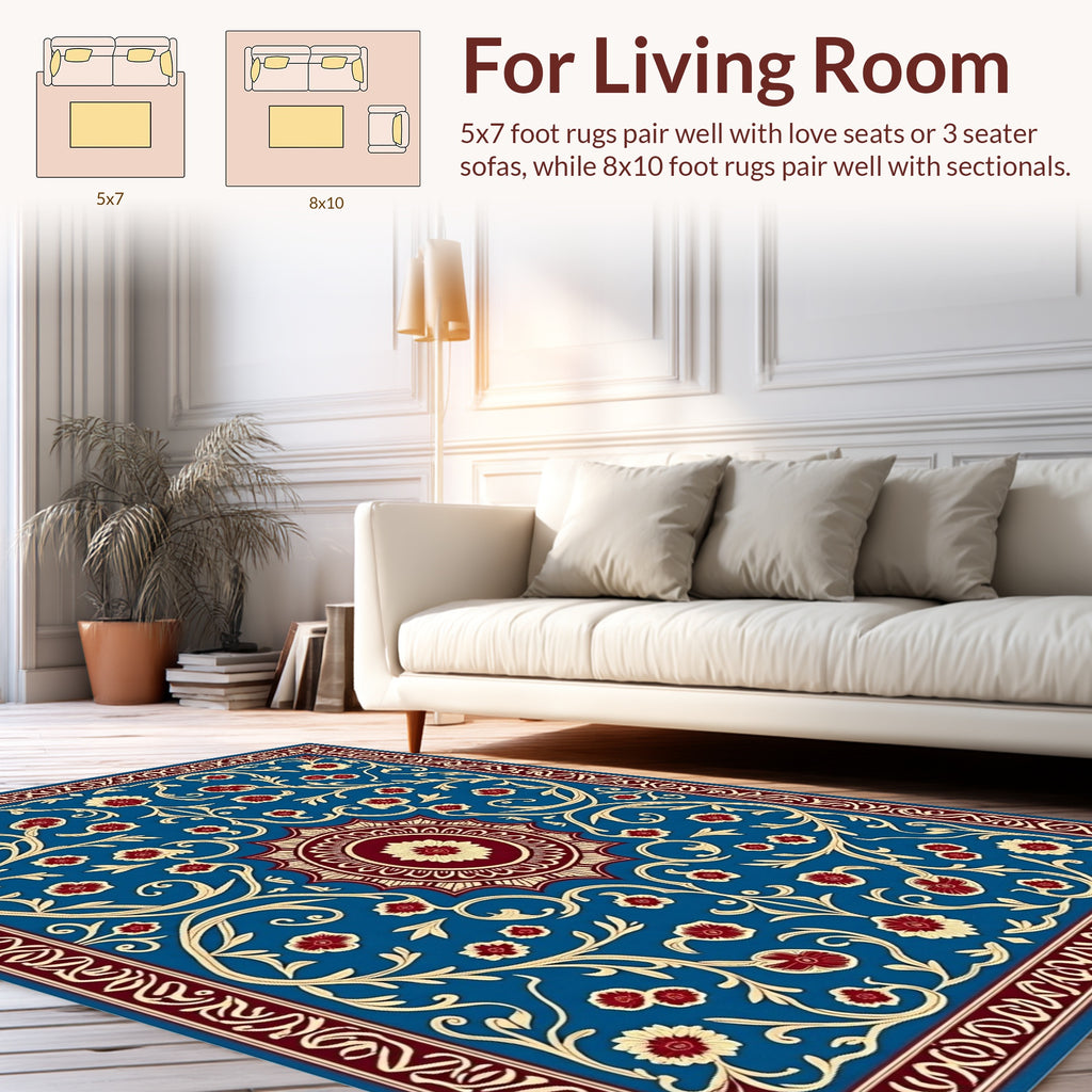 Ornate Floral Vine Pattern Rug