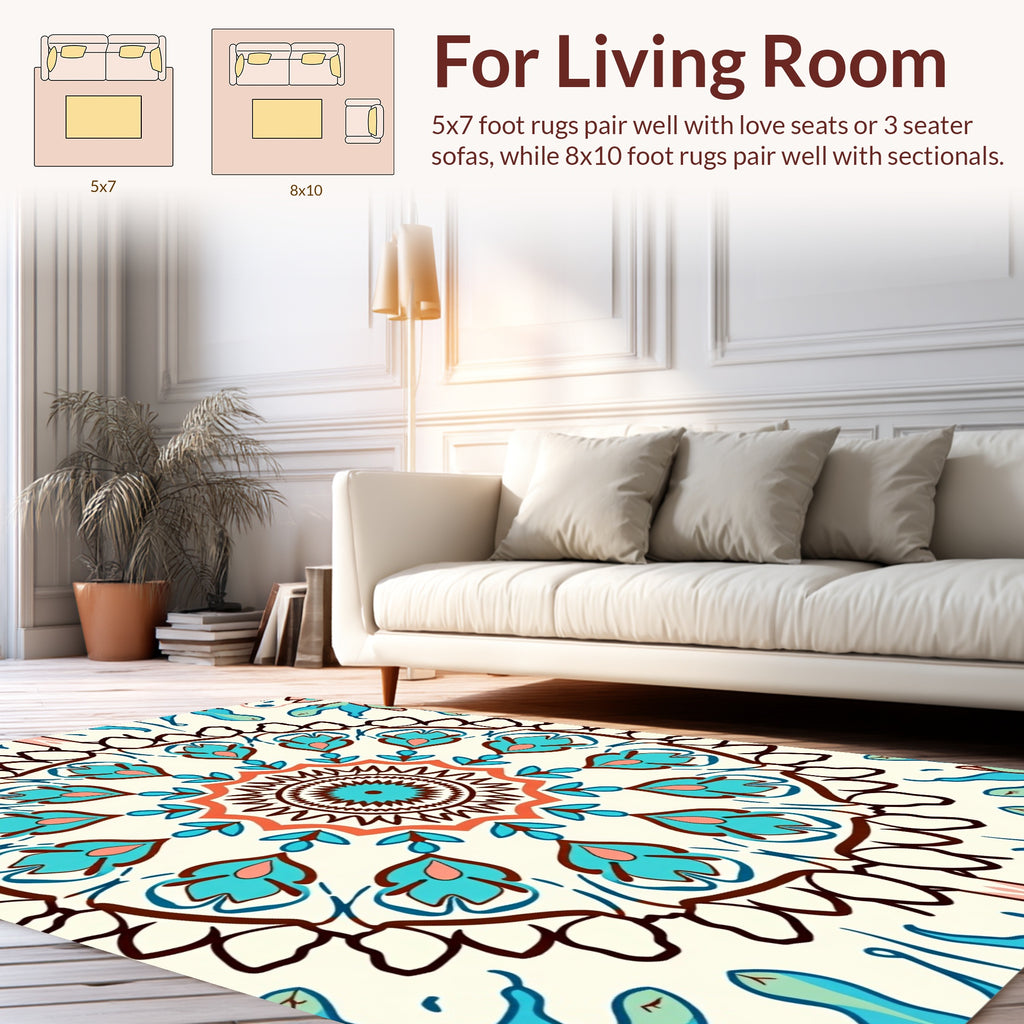 Vibrant Mandala Floral Pattern Rug