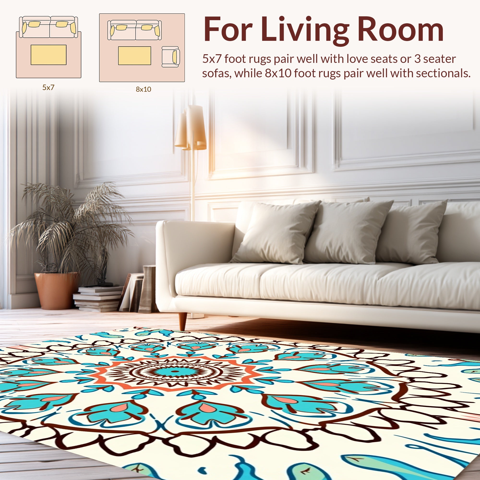Vibrant Mandala Floral Pattern Rug