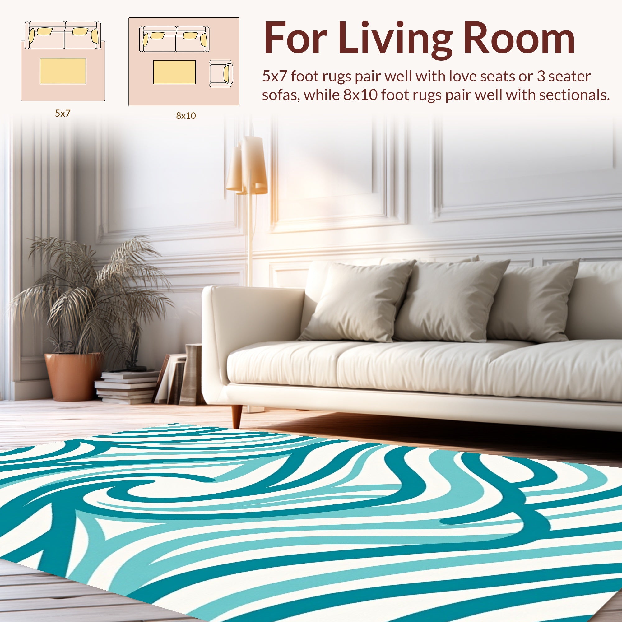 Ocean Wave Pattern Design Rug
